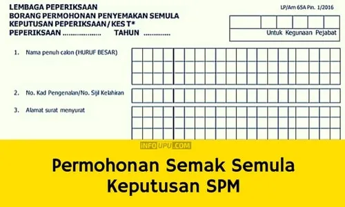 cara semak semula keputusan spm Permohonan Semak Semula Keputusan SPM