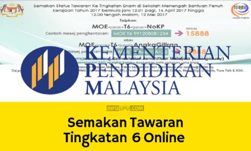 semakan tawaran tingkatan 6 secara online dan sms