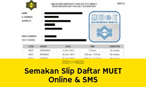 check pendaftaran peperiksaan muet 2018 sesi 1 2 3 Semakan Slip Daftar MUET 2020 Online