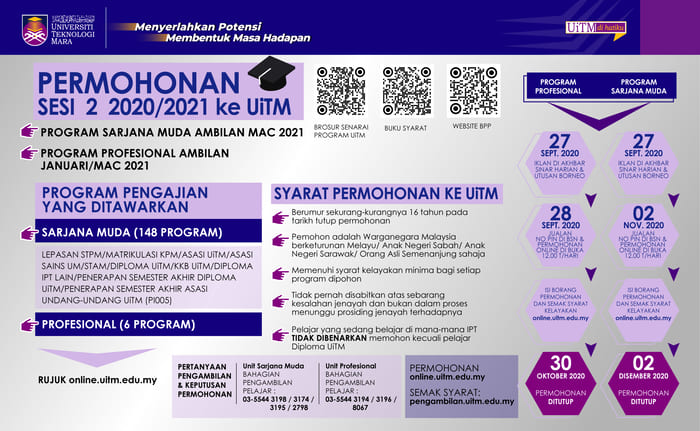 Permohonan Uitm Januari 2021 Online Sesi 2 2020 2021