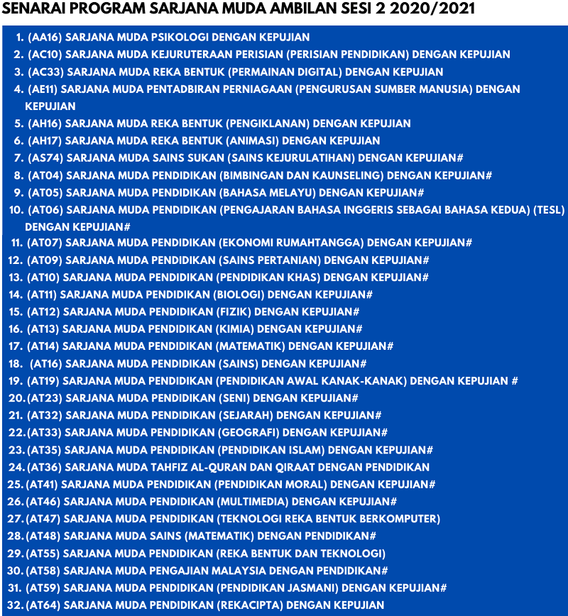 Permohonan Upsi Ambilan Kedua 2020 2021 Online