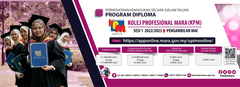 Permohonan Kolej Profesional MARA 2022 Online (KPM) Dan Semakan