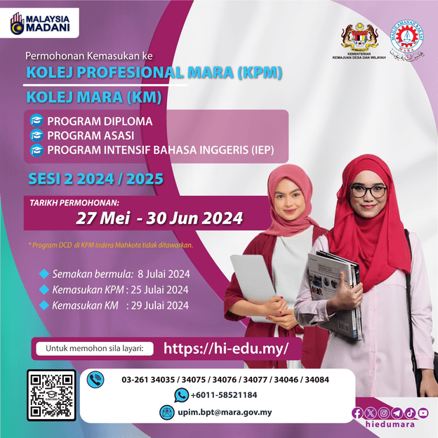 Permohonan Kolej Profesional MARA 2025 Online (KPM) Dan Semakan