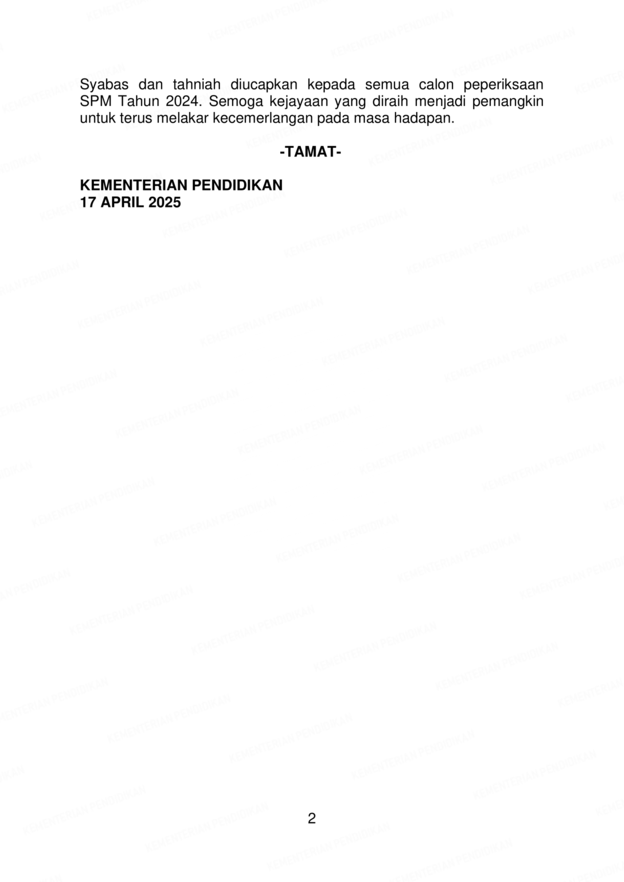 KM Keputusan Peperiksaan Sijil Pelajaran Malaysia Tahun