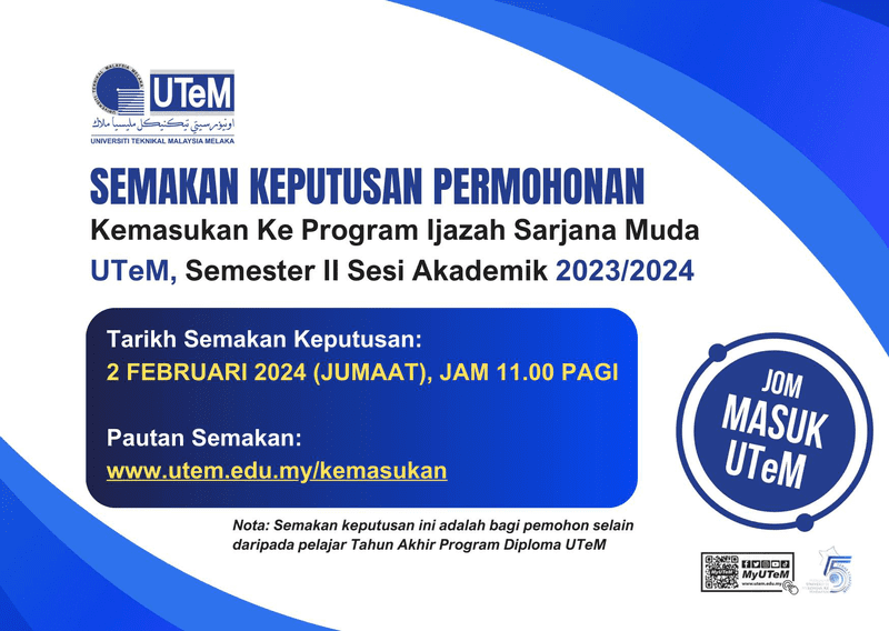 keputusan permohonan ambilan kedua utem