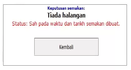 keputusan semakan senarai hitam imigresen