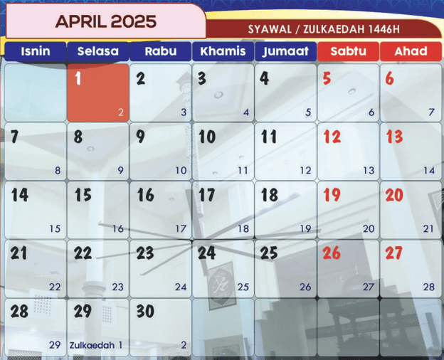 kalendar islam april