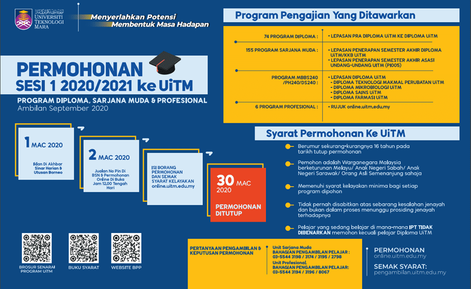 Permohonan Kemasukan UiTM Sesi 1 2020/2021 Secara Online